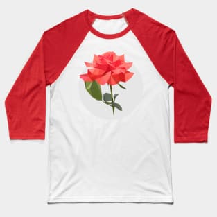 Pink Rose Polygonal Floral Print Baseball T-Shirt